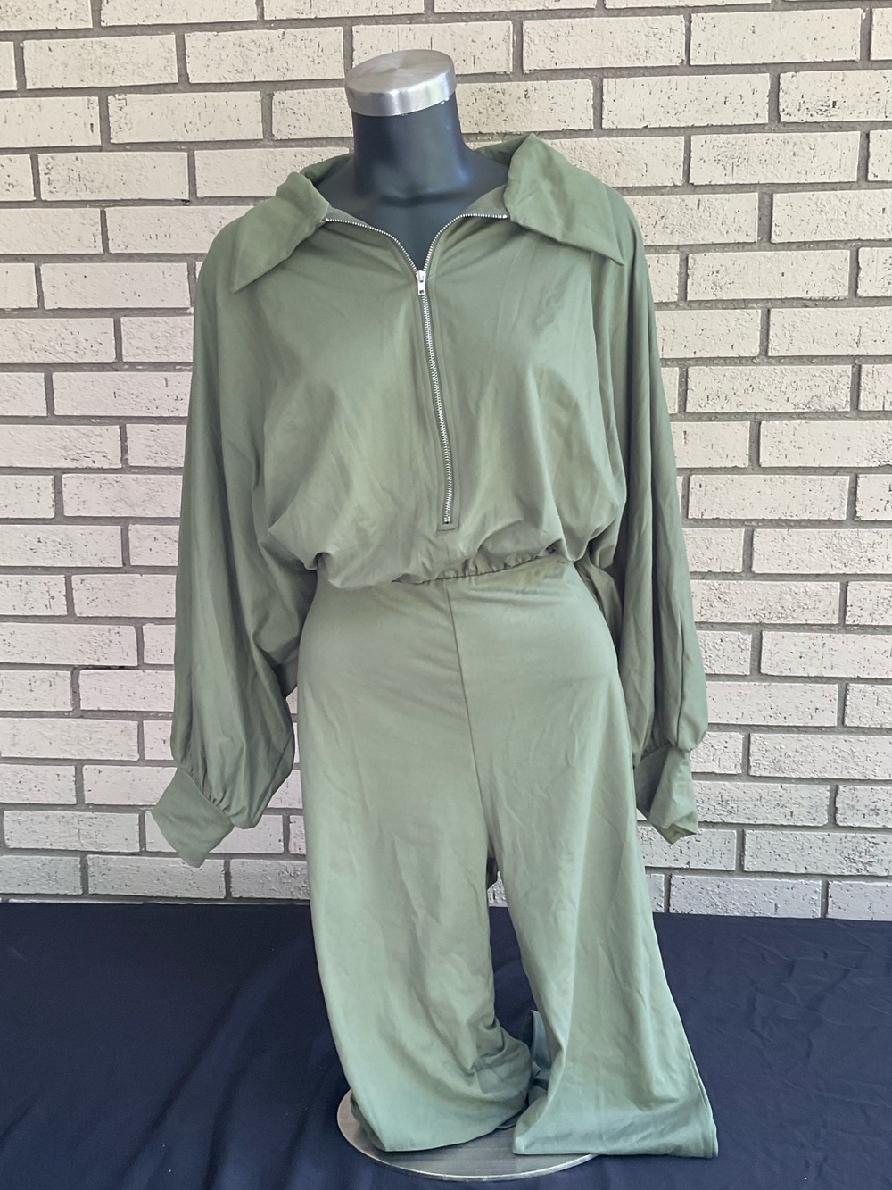 Women's Olive Zip-Front Utility Jumpsuit